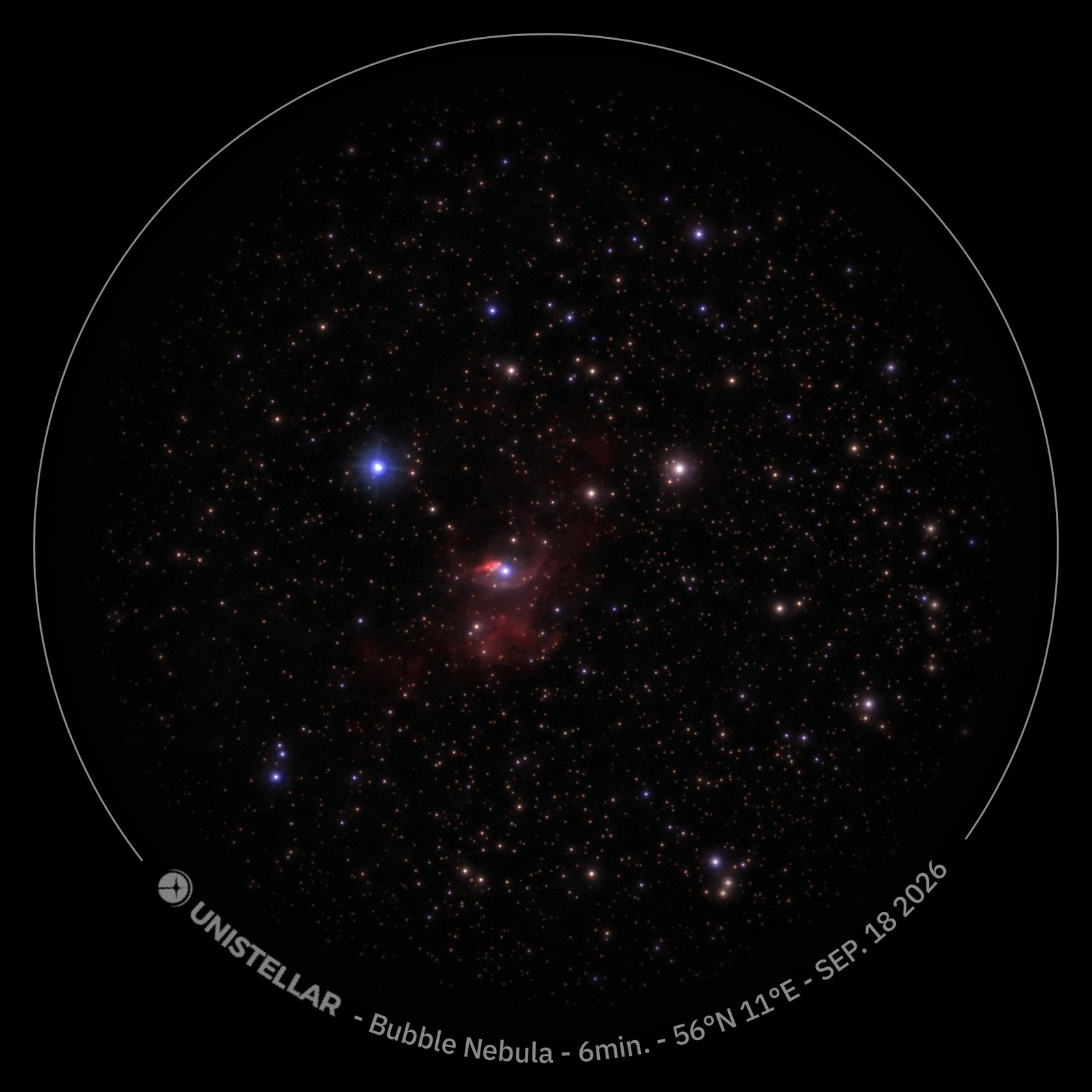 NGC 7635 Bobletågen, vidvinkel